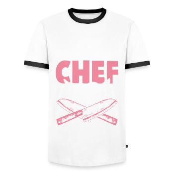 chef chef - Men's Ringer Shirt - white/black - Front - AI Model Female 172 light (172cm) & AI Model Male 178 dark (178cm)
