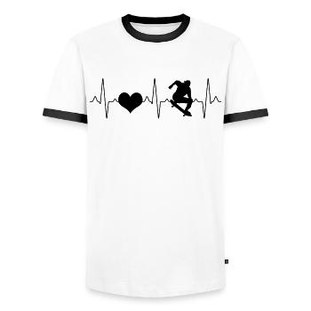 Patinage Patinage Heartbeat - T-shirt contrasté Homme - blanc/noir - Devant - AI Model Female 172 light (172cm) & AI Model Male 178 dark (178cm)