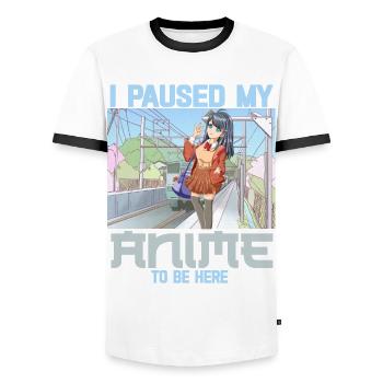 J’ai mis en pause mon anime pour être ici drôle Otaku Anime - T-shirt contrasté Homme - blanc/noir - Devant - AI Model Female 172 light (172cm) & AI Model Male 178 dark (178cm)