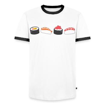 Sushi Maki Nigiri Japan Fisch Gericht Geschenk - Männer Kontrast-T-Shirt - Weiß/Schwarz - Vorne - AI Model Female 172 light (172cm) & AI Model Male 178 dark (178cm)