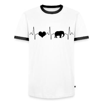 Elefant Herzschlag - Männer Kontrast-T-Shirt - Weiß/Schwarz - Vorne - AI Model Female 172 light (172cm) & AI Model Male 178 dark (178cm)
