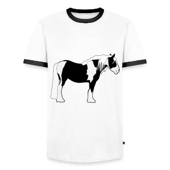 Irish Tinker Reiten Pferd Pferde - Männer Kontrast-T-Shirt - Weiß/Schwarz - Vorne - AI Model Female 172 light (172cm) & AI Model Male 178 dark (178cm)