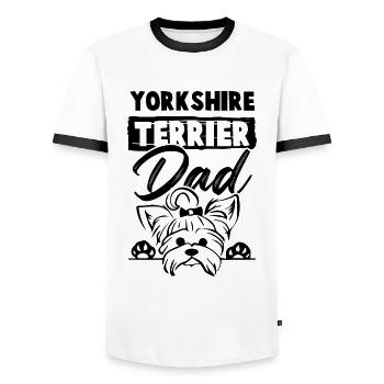 dad yorkshire terrier - Men's Ringer Shirt - white/black - Front - AI Model Female 172 light (172cm) & AI Model Male 178 dark (178cm)