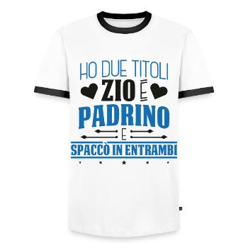 Ho due titoli Zio e padrino e spaccò in entrambi - Männer Kontrast-T-Shirt - Weiß/Schwarz - Vorne - AI Model Female 172 light (172cm) & AI Model Male 178 dark (178cm)