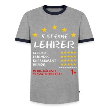 Lehrer Zeugnis Spruch 5 Sterne Lehrer - Männer Kontrast-T-Shirt - Grau/Navy  - Vorne - AI Model Female 172 light (172cm) & AI Model Male 178 light (178cm)