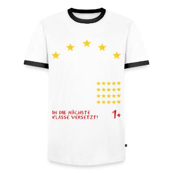 Lehrer Zeugnis Spruch 5 Sterne Lehrer - Männer Kontrast-T-Shirt - Weiß/Schwarz - Vorne - AI Model Female 172 light (172cm) & AI Model Male 178 dark (178cm)