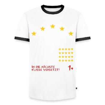 5 Sterne Lehrerin Zeugnis für die Beste Lehrerin - Männer Kontrast-T-Shirt - Weiß/Schwarz - Vorne - AI Model Female 172 light (172cm) & AI Model Male 178 dark (178cm)