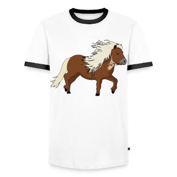 Shetty Shetland Pony Witz Shetlandpony - Männer Kontrast-T-Shirt - Weiß/Schwarz - Vorne - AI Model Female 172 light (172cm) & AI Model Male 178 dark (178cm)