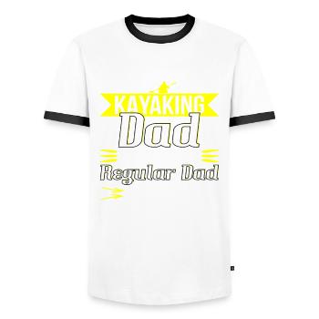 Kayak Dad Papa - Men's Ringer Shirt - white/black - Front - AI Model Female 172 light (172cm) & AI Model Male 178 dark (178cm)