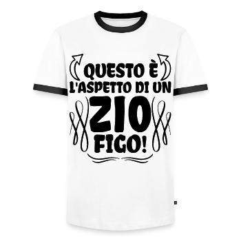 Questo è l'aspetto di un Zio figo Miglior Zio del - Männer Kontrast-T-Shirt - Weiß/Schwarz - Vorne - AI Model Female 172 light (172cm) & AI Model Male 178 dark (178cm)