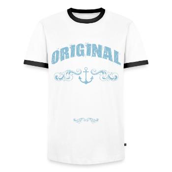 1966 original since - Männer Kontrast-T-Shirt - Weiß/Schwarz - Vorne - AI Model Female 172 light (172cm) & AI Model Male 178 dark (178cm)