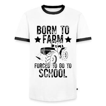 né à l’école de ferme - T-shirt contrasté Homme - blanc/noir - Devant - AI Model Female 172 light (172cm) & AI Model Male 178 dark (178cm)