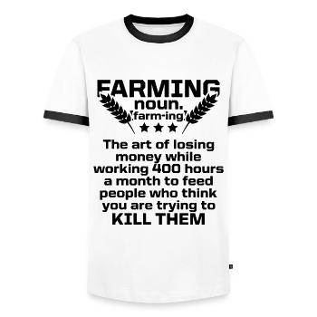 farming farmer - Men's Ringer Shirt - white/black - Front - AI Model Female 172 light (172cm) & AI Model Male 178 dark (178cm)