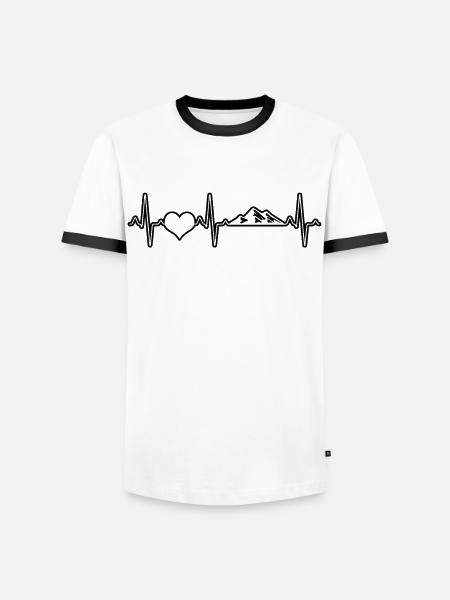 Mountain Mountains Heartbeat - Men's Ringer Shirt - white/black