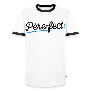 Je Suis Père-fect - T-shirt contrasté Homme - blanc/noir - Devant - AI Model Female 172 light (172cm) & AI Model Male 178 dark (178cm)
