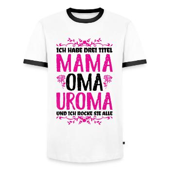 Mama Oma Uroma Spruch Geschenk von Enkel - Männer Kontrast-T-Shirt - Weiß/Schwarz - Vorne - AI Model Female 172 light (172cm) & AI Model Male 178 dark (178cm)