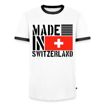 Suisse Swiss Funny Saying - T-shirt contrasté Homme - blanc/noir - Devant - AI Model Female 172 light (172cm) & AI Model Male 178 dark (178cm)