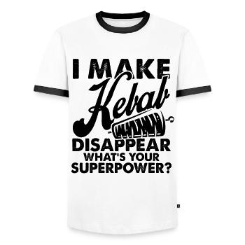 doner kebab - Men's Ringer Shirt - white/black - Front - AI Model Female 172 light (172cm) & AI Model Male 178 dark (178cm)