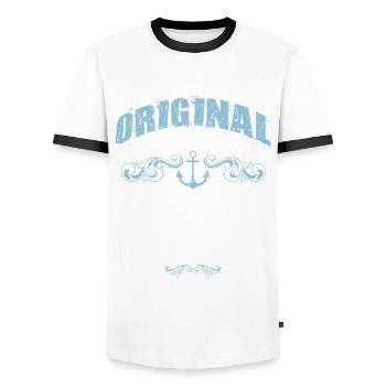 2008 original since - Men's Ringer Shirt - white/black - Front - AI Model Female 172 light (172cm) & AI Model Male 178 dark (178cm)