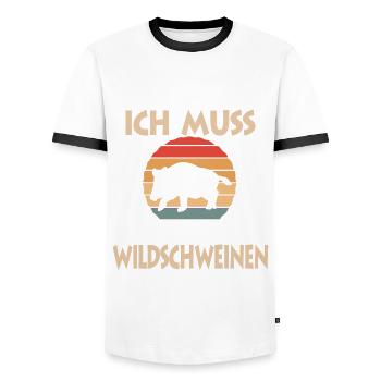 Wildschwein - Männer Kontrast-T-Shirt - Weiß/Schwarz - Vorne - AI Model Female 172 light (172cm) & AI Model Male 178 dark (178cm)