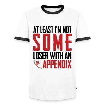 Appendicitis Surviving Surgeon Lustiger - Men's Ringer Shirt - white/black - Front - AI Model Female 172 light (172cm) & AI Model Male 178 dark (178cm)