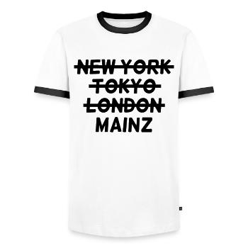 Mainz - Männer Kontrast-T-Shirt - Weiß/Schwarz - Vorne - AI Model Female 172 light (172cm) & AI Model Male 178 dark (178cm)
