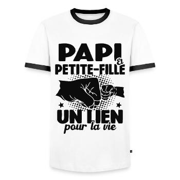 Cadeau Papi Et Petite-fille Un Lien Pour La Vie - T-shirt contrasté Homme - blanc/noir - Devant - AI Model Female 172 light (172cm) & AI Model Male 178 dark (178cm)