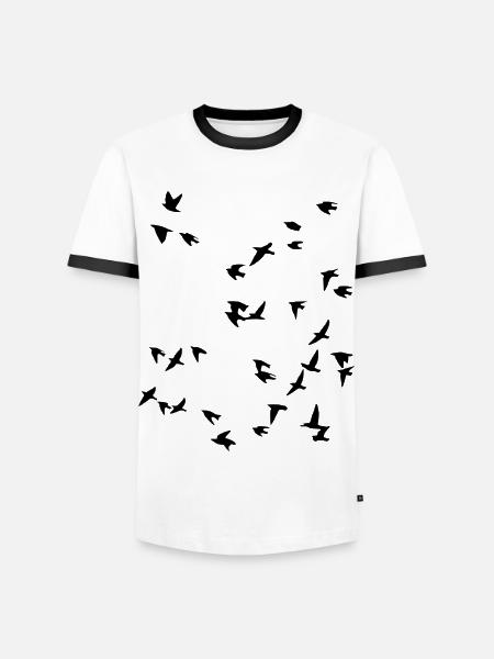 Bird flock flies - Men's Ringer Shirt - white/black
