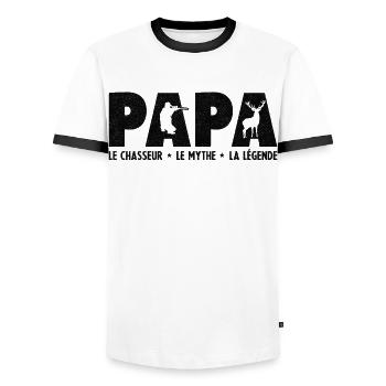 Papa Le Chasseur L'homme Le Mythe La Légende - T-shirt contrasté Homme - blanc/noir - Devant - AI Model Female 172 light (172cm) & AI Model Male 178 dark (178cm)