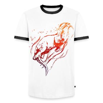 Otter - Männer Kontrast-T-Shirt - Weiß/Schwarz - Vorne - AI Model Female 172 light (172cm) & AI Model Male 178 dark (178cm)