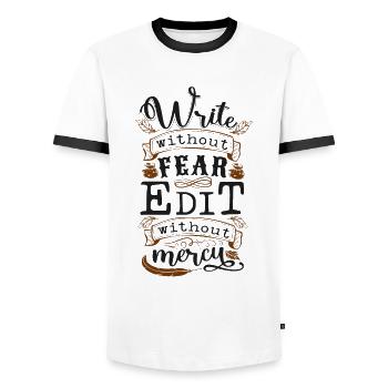 Écrivain de roman et publié - T-shirt contrasté Homme - blanc/noir - Devant - AI Model Female 172 light (172cm) & AI Model Male 178 dark (178cm)