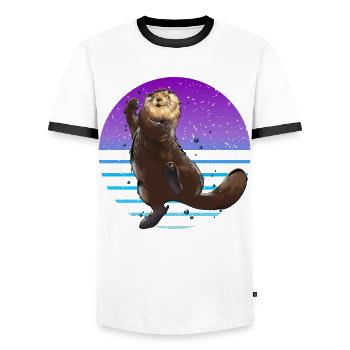 Otter Retro - Männer Kontrast-T-Shirt - Weiß/Schwarz - Vorne - AI Model Female 172 light (172cm) & AI Model Male 178 dark (178cm)