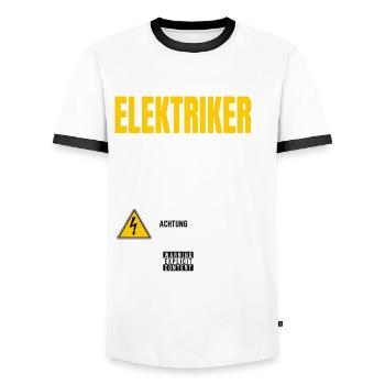 Elektriker Gebrauchsanweisung Elektriker - Männer Kontrast-T-Shirt - Weiß/Schwarz - Vorne - AI Model Female 172 light (172cm) & AI Model Male 178 dark (178cm)