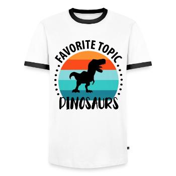 Paléontologie Dinosaures - T-shirt contrasté Homme - blanc/noir - Devant - AI Model Female 172 light (172cm) & AI Model Male 178 dark (178cm)
