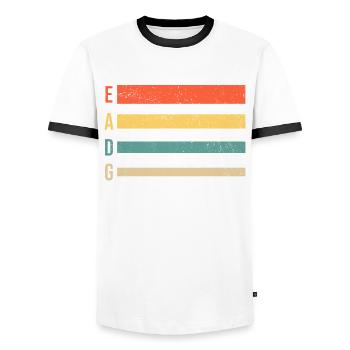 Guitar EADG Bass Bassist Guitar Player - Men's Ringer Shirt - white/black - Front - AI Model Female 172 light (172cm) & AI Model Male 178 dark (178cm)