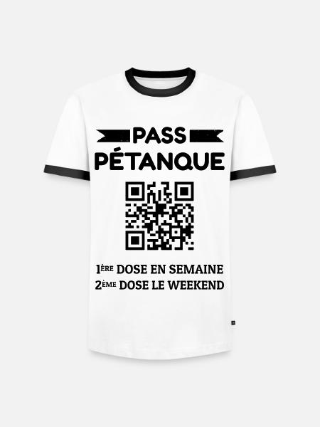 Pass Pétanque - T-shirt contrasté Homme - blanc/noir