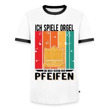Ich spiele Orgel Um mich herum nur Pfeifen - Männer Kontrast-T-Shirt - Weiß/Schwarz - Vorne - AI Model Female 172 light (172cm) & AI Model Male 178 dark (178cm)