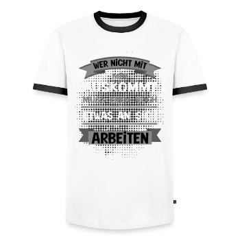 Wer nicht mit mir auskommt Spruch - Männer Kontrast-T-Shirt - Weiß/Schwarz - Vorne - AI Model Female 172 light (172cm) & AI Model Male 178 dark (178cm)