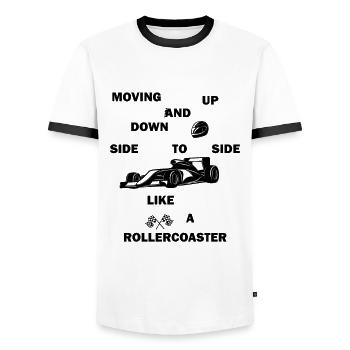 Moving up and down Motorsport Norris - Men's Ringer Shirt - white/black - Front - AI Model Female 172 light (172cm) & AI Model Male 178 dark (178cm)