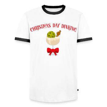 Jour Dinking Eggnog Glass Pickleball Noël - T-shirt contrasté Homme - blanc/noir - Devant - AI Model Female 172 light (172cm) & AI Model Male 178 dark (178cm)