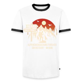 Alpenüberquerung Oberstdorf Meran E5 - Männer Kontrast-T-Shirt - Weiß/Schwarz - Vorne - AI Model Female 172 light (172cm) & AI Model Male 178 dark (178cm)