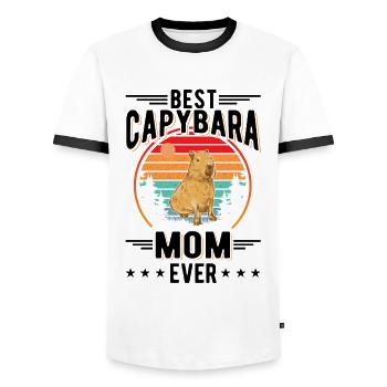 Meilleure maman Capybara Ever Wasserschwein - T-shirt contrasté Homme - blanc/noir - Devant - AI Model Female 172 light (172cm) & AI Model Male 178 dark (178cm)