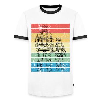 Feuerwehr Feuerwehrmann Vintage Vater Sohn - Männer Kontrast-T-Shirt - Weiß/Schwarz - Vorne - AI Model Female 172 light (172cm) & AI Model Male 178 dark (178cm)