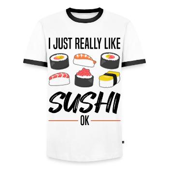 Sushi Maki Nigiri Japan Fisch Spruch Geschenk - Männer Kontrast-T-Shirt - Weiß/Schwarz - Vorne - AI Model Female 172 light (172cm) & AI Model Male 178 dark (178cm)