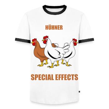 Hühner Hühnerstall Spruch mit Huhn - Männer Kontrast-T-Shirt - Weiß/Schwarz - Vorne - AI Model Female 172 light (172cm) & AI Model Male 178 dark (178cm)