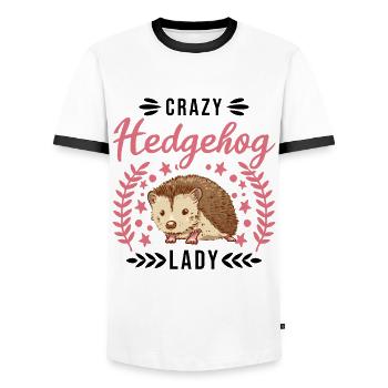 Crazy Hedgehog lady Hedgehog Spiny Organ - Men's Ringer Shirt - white/black - Front - AI Model Female 172 light (172cm) & AI Model Male 178 dark (178cm)