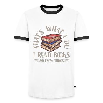 Books Bookworm Bookworm Read Book - Men's Ringer Shirt - white/black - Front - AI Model Female 172 light (172cm) & AI Model Male 178 dark (178cm)