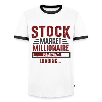 Stock Market Millionaire Lading Stock Trader - Men's Ringer Shirt - white/black - Front - AI Model Female 172 light (172cm) & AI Model Male 178 dark (178cm)
