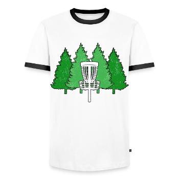 Disc Golf Discgolf - Männer Kontrast-T-Shirt - Weiß/Schwarz - Vorne - AI Model Female 172 light (172cm) & AI Model Male 178 dark (178cm)