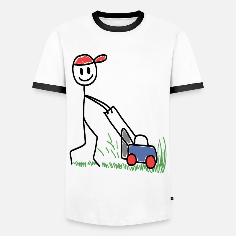 Rasenmäher Doodle - Gartenarbeit - Männer Kontrast-T-Shirt - Weiß/Schwarz